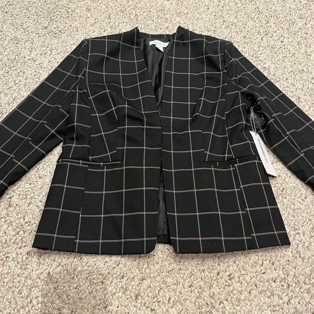 NWT Liz Claiborne Blazer Black Windowpane Sz 4 Business Casual OFfice Career